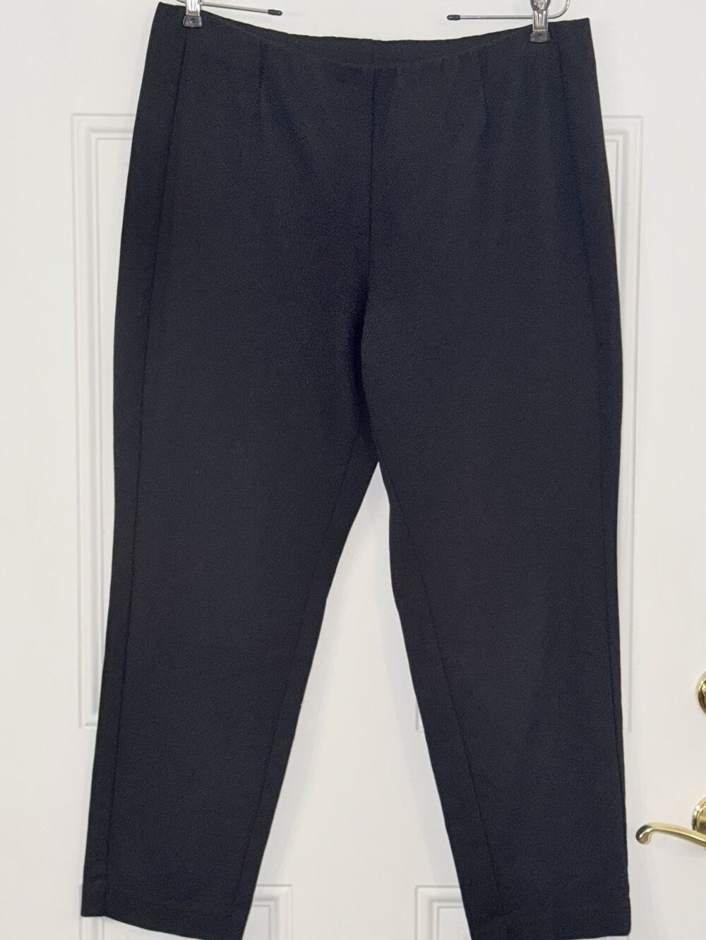 J. Jill Ponte Petite Pants Womens L Black Solid Slim Leg Flat Front PL